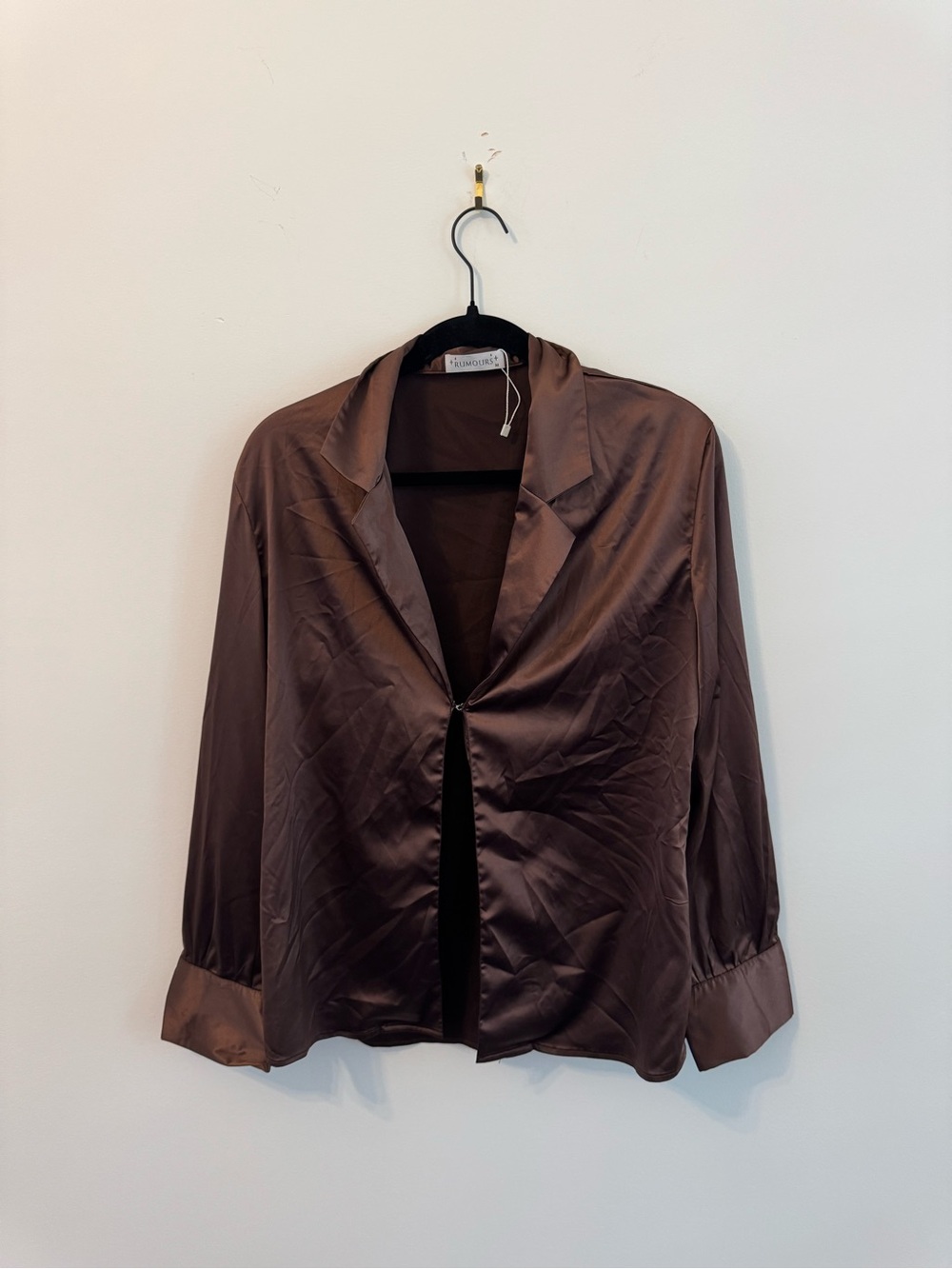 Size M Chocolate Brown Satin Shirt